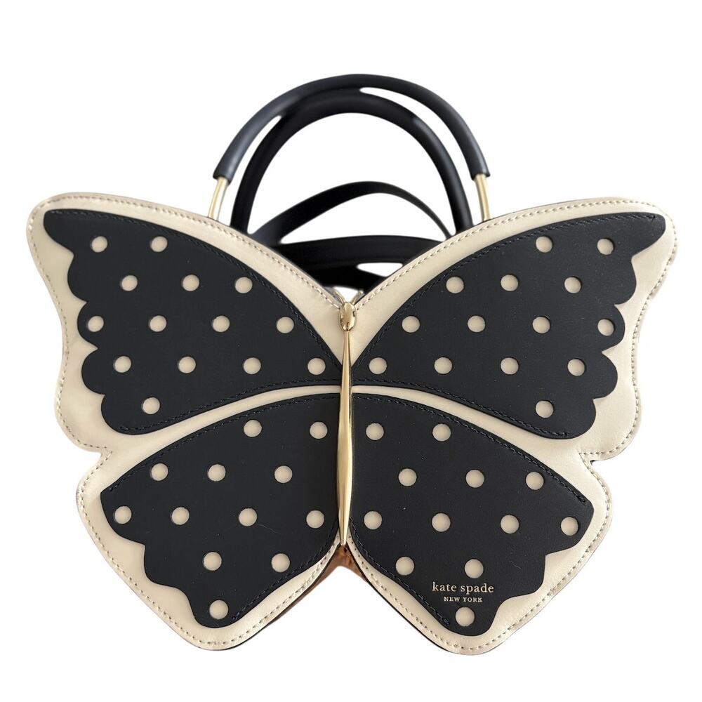 Kate Spade Wing It Polka Dot Wicker Butterfly Satchel - Brand New & Rare‎ - Picture 10 of 14